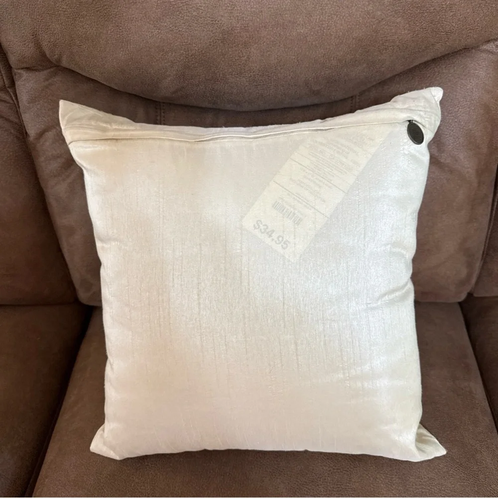 Pier 1 Imports Embroidered Throw Accent Decorative Single Pillow 17x17‎ Ivory